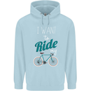 I Want to Ride My Bike Cycling Cyclist Childrens Kids Hoodie Light Blue