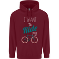 I Want to Ride My Bike Cycling Cyclist Childrens Kids Hoodie Maroon
