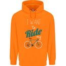 I Want to Ride My Bike Cycling Cyclist Childrens Kids Hoodie Orange