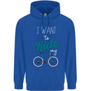 I Want to Ride My Bike Cycling Cyclist Childrens Kids Hoodie Royal Blue
