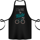 I Want to Ride My Bike Cycling Cyclist Cotton Apron 100% Organic Black