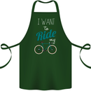 I Want to Ride My Bike Cycling Cyclist Cotton Apron 100% Organic Forest Green