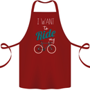 I Want to Ride My Bike Cycling Cyclist Cotton Apron 100% Organic Maroon