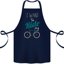 I Want to Ride My Bike Cycling Cyclist Cotton Apron 100% Organic Navy Blue