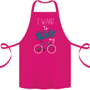 I Want to Ride My Bike Cycling Cyclist Cotton Apron 100% Organic Pink