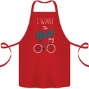I Want to Ride My Bike Cycling Cyclist Cotton Apron 100% Organic Red