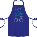 I Want to Ride My Bike Cycling Cyclist Cotton Apron 100% Organic Royal Blue