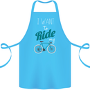 I Want to Ride My Bike Cycling Cyclist Cotton Apron 100% Organic Turquoise