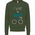I Want to Ride My Bike Cycling Cyclist Kids Sweatshirt Jumper Forest Green