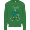 I Want to Ride My Bike Cycling Cyclist Kids Sweatshirt Jumper Irish Green