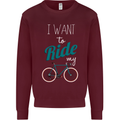 I Want to Ride My Bike Cycling Cyclist Kids Sweatshirt Jumper Maroon
