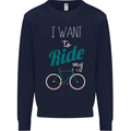 I Want to Ride My Bike Cycling Cyclist Kids Sweatshirt Jumper Navy Blue