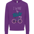 I Want to Ride My Bike Cycling Cyclist Kids Sweatshirt Jumper Purple