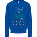I Want to Ride My Bike Cycling Cyclist Kids Sweatshirt Jumper Royal Blue