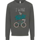 I Want to Ride My Bike Cycling Cyclist Kids Sweatshirt Jumper Storm Grey