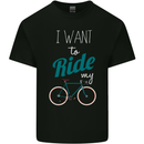 I Want to Ride My Bike Cycling Cyclist Kids T-Shirt Childrens Black