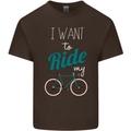 I Want to Ride My Bike Cycling Cyclist Kids T-Shirt Childrens Chocolate