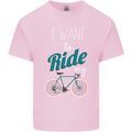 I Want to Ride My Bike Cycling Cyclist Kids T-Shirt Childrens Light Pink