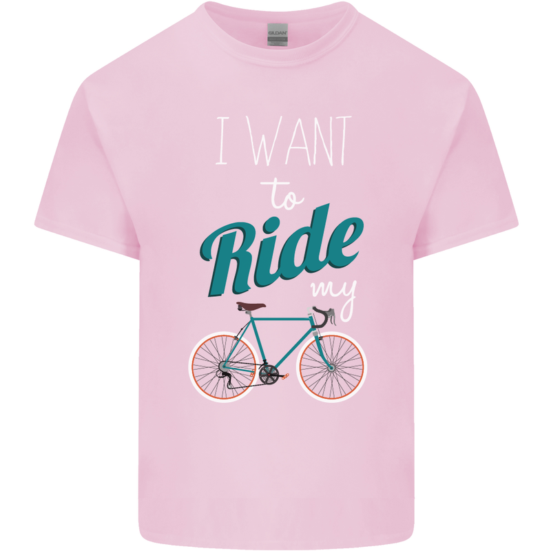 I Want to Ride My Bike Cycling Cyclist Kids T-Shirt Childrens Light Pink