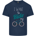 I Want to Ride My Bike Cycling Cyclist Kids T-Shirt Childrens Navy Blue