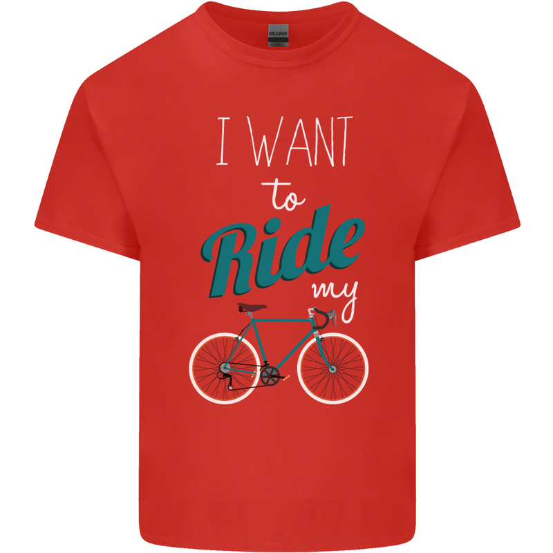 I Want to Ride My Bike Cycling Cyclist Kids T-Shirt Childrens Red