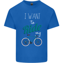I Want to Ride My Bike Cycling Cyclist Kids T-Shirt Childrens Royal Blue