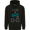 I Want to Ride My Bike Cycling Cyclist Mens 80% Cotton Hoodie Black
