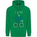 I Want to Ride My Bike Cycling Cyclist Mens 80% Cotton Hoodie Irish Green