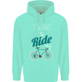 I Want to Ride My Bike Cycling Cyclist Mens 80% Cotton Hoodie Peppermint