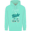 I Want to Ride My Bike Cycling Cyclist Mens 80% Cotton Hoodie Peppermint