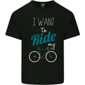 I Want to Ride My Bike Cycling Cyclist Mens Cotton T-Shirt Tee Top Black