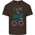 I Want to Ride My Bike Cycling Cyclist Mens Cotton T-Shirt Tee Top Dark Chocolate