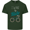 I Want to Ride My Bike Cycling Cyclist Mens Cotton T-Shirt Tee Top Forest Green