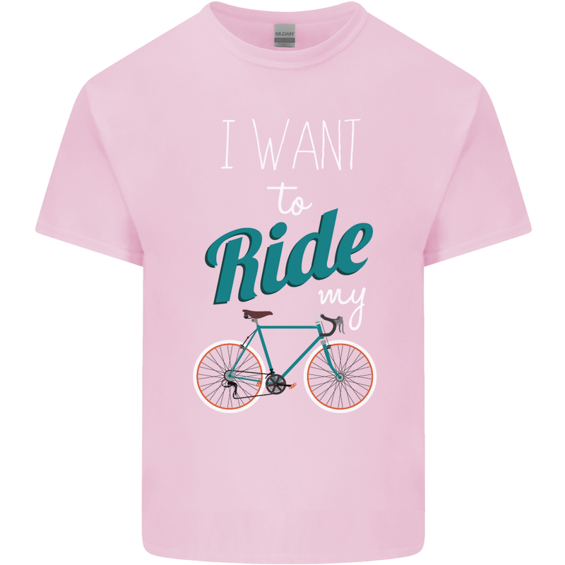 I Want to Ride My Bike Cycling Cyclist Mens Cotton T-Shirt Tee Top Light Pink