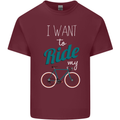 I Want to Ride My Bike Cycling Cyclist Mens Cotton T-Shirt Tee Top Maroon
