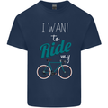 I Want to Ride My Bike Cycling Cyclist Mens Cotton T-Shirt Tee Top Navy Blue
