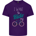 I Want to Ride My Bike Cycling Cyclist Mens Cotton T-Shirt Tee Top Purple