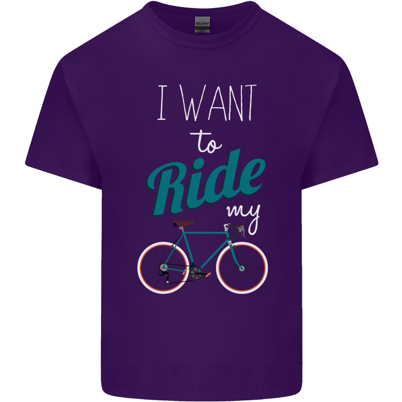 I Want to Ride My Bike Cycling Cyclist Mens Cotton T-Shirt Tee Top Purple
