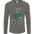 I Want to Ride My Bike Cycling Cyclist Mens Long Sleeve T-Shirt Charcoal