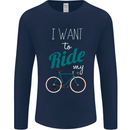 I Want to Ride My Bike Cycling Cyclist Mens Long Sleeve T-Shirt Navy Blue