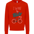 I Want to Ride My Bike Cycling Cyclist Mens Sweatshirt Jumper Bright Red