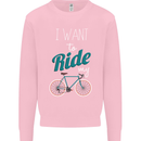 I Want to Ride My Bike Cycling Cyclist Mens Sweatshirt Jumper Light Pink