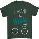 I Want to Ride My Bike Cycling Cyclist Mens T-Shirt Cotton Gildan Forest Green