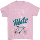 I Want to Ride My Bike Cycling Cyclist Mens T-Shirt Cotton Gildan Light Pink