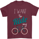 I Want to Ride My Bike Cycling Cyclist Mens T-Shirt Cotton Gildan Maroon