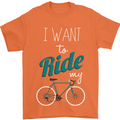 I Want to Ride My Bike Cycling Cyclist Mens T-Shirt Cotton Gildan Orange