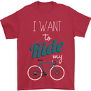 I Want to Ride My Bike Cycling Cyclist Mens T-Shirt Cotton Gildan Red