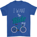 I Want to Ride My Bike Cycling Cyclist Mens T-Shirt Cotton Gildan Royal Blue