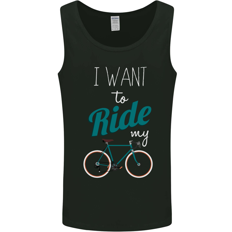 I Want to Ride My Bike Cycling Cyclist Mens Vest Tank Top Black
