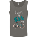 I Want to Ride My Bike Cycling Cyclist Mens Vest Tank Top Charcoal